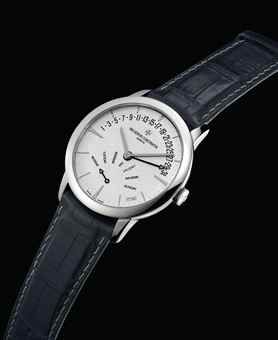 VACHERON CONSTANTIN. A FINE AND RARE PLATINUM LIMITED EDITION AUTOMATIC BI-RETROGRADE WRISTWATCH WITH DAY, DATE AND PLATINUM DIAL