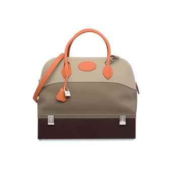 A CUSTOM GRIS PERLE, ÉTOUPE, ÉBÈNE ORANGE TOGO LEATHER MACPHERSON WITH PALLADIUM HARDWARE