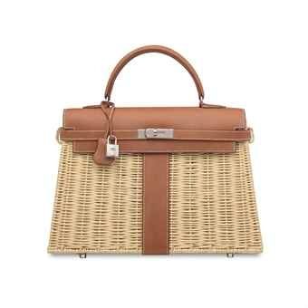 A RARE, BARÉNIA OSIER PICNIC KELLY WITH PALLADIUM HARDWARE
