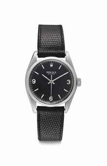 Rolex. A Fine Stainless Steel Wristwatch with Center Seconds and Black Dial