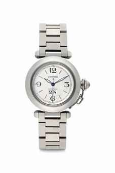Cartier. A Stainless Steel Automatic Wristwatch with Center Seconds, Date and Bracelet