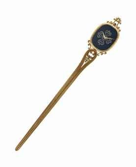 PATEK PHILIPPE. A VERY FINE AND RARE 18K GOLD LETTER OPENER WITH WATCH AND ORIGINAL CERTIFICATE