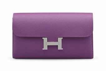 AN ANEMONE EPSOM LEATHER CONSTANCE LONG WALLET WITH PALLADIUM HARDWARE