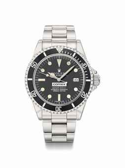 Rolex. An extremely rare stainless steel automatic wristwatch with rail dial, date, gas escape valve and bracelet, made for COMEX