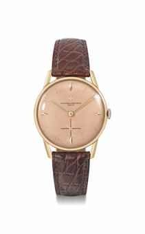Vacheron Constantin. An unusual and attractive 18K pink gold wristwatch with pink engine-turned dial
