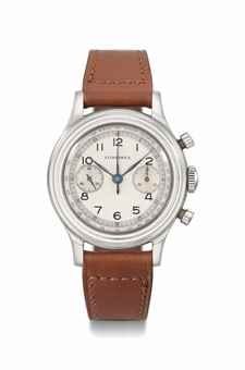 Longines. A very attractive and rare stainless steel flyback chronograph wristwatch with two-tone silvered sector dial