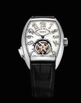 FRANCK MULLER. A FINE PLATINUM TONNEAU-SHAPED TOURBILLON WRISTWATCH
