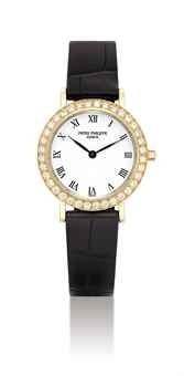 PATEK PHILIPPE. A LADY'S FINE 18K GOLD AND DIAMOND-SET WRISTWATCH