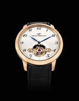 GIRARD-PERREGAUX. A VERY FINE AND RARE 18K PINK GOLD LIMITED EDITION AUTOMATIC GOLD BRIDGE TOURBILLON WRISTWATCH, MADE TO COMMEMORATE THE 220TH ANNIVERSARY OF GIRARD-PERREGAUX