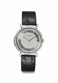 Vacheron Constantin. An Extremely Fine and Rare Platinum Minute Repeating Wristwatch with Silvered Vertical Satined Dial