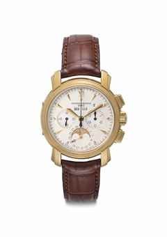 Vacheron Constantin. A Very Fine and Large 18k Gold Perpetual Calendar Chronograph Wristwatch with Moon Phases