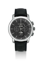 VACHERON CONSTANTIN. A PLATINUM PERPETUAL CALENDAR CHRONOGRAPH WRISTWATCH WITH MOON PHASES AND LEAP YEAR INDICATION