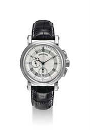 BREGUET. AN 18K WHITE GOLD AUTOMATIC CHRONOGRAPH WRISTWATCH WITH DATE