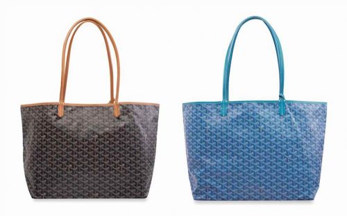 CABAS SAINT-LOUIS GM EN GOYARDINE CUIR BLEU