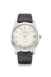 Vacheron Constantin. A rare and very elegant 18K white gold and diamond-set automatic wristwatch with sweep centre seconds and date