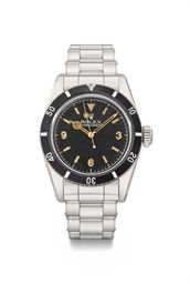 Rolex. An extremely rare stainless steel automatic wristwatch with sweep centre seconds, bracelet, Explorer dial, anchor and box