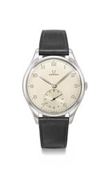 Omega. A rare and large stainless steel wristwatch