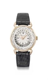 Agassiz. A very attractive 14K pink gold world time wristwatch