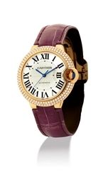 CARTIER. A LADY ’ S 18K PINK GOLD AND DIAMOND-SET AUTOMATIC WRISTWATCH WITH SWEEP CENTRE SECONDS