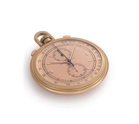 Patek Philippe. A Fine 18k Pink Gold Openface Chronograph Pocket Watch with Pink Dial