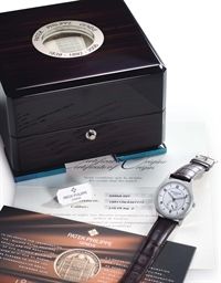 Patek Philippe. A Fine and Rare Stainless Steel Limited Edition Wristwatch with Two-Tone Dial, Made to Commemorate the Reopening of the Firm's Salons in Geneva in 2006