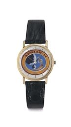 Vacheron Constantin. A Fine, Extremely Rare and Historically Important 18k Gold Wristwatch with Painted Dial, Given to Astronaut Edgar D. Mitchell in Commemoration of Space Mission Apollo 14