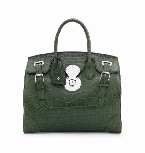 A MATTE FOREST GREEN ALLIGATOR SOFT RICKY 33 WITH SILVER HARDWARE