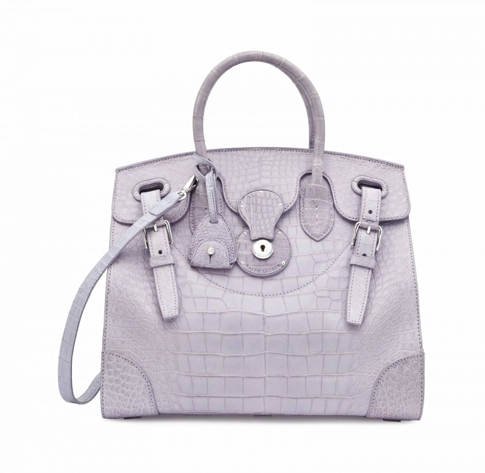 A MATTE DUSTY LAVENDER ALLIGATOR SOFT RICKY WITH SILVER HARDWARE RALPH LAUREN, 2010s