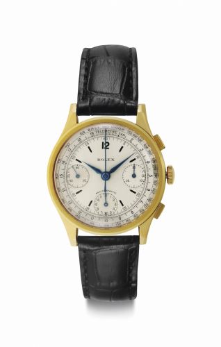 Rolex. A Very Fine and Rare 18k Pink Gold Chronograph Wristwatch