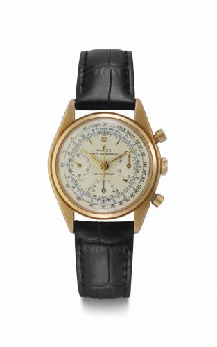 Rolex. A Fine and Rare 18k Gold Chronograph Wristwatch