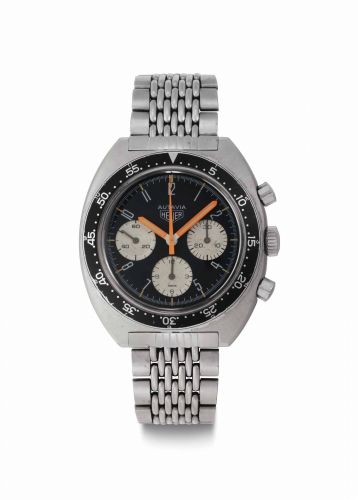 Heuer. A Very Rare and Fine Stainless Steel Chronograph Wristwatch, Made for the Kenyan Air Force