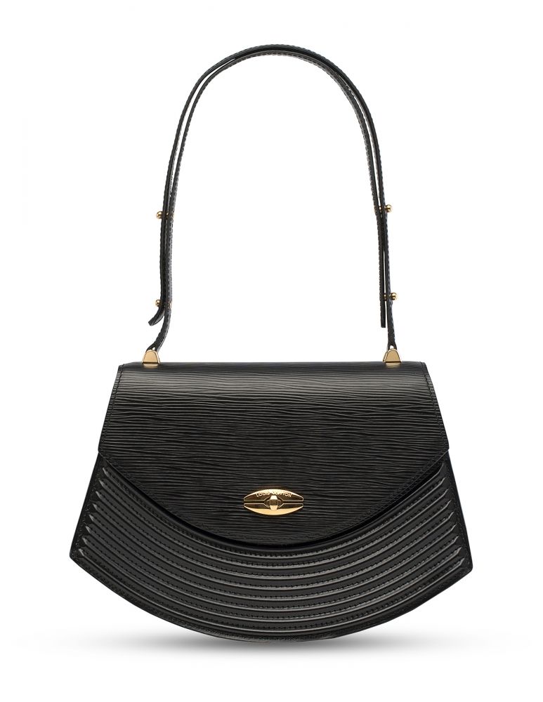 A BLACK EPI LEATHER TILSIT WITH GOLD HARDWARE LOUIS VUITTON, 1980s