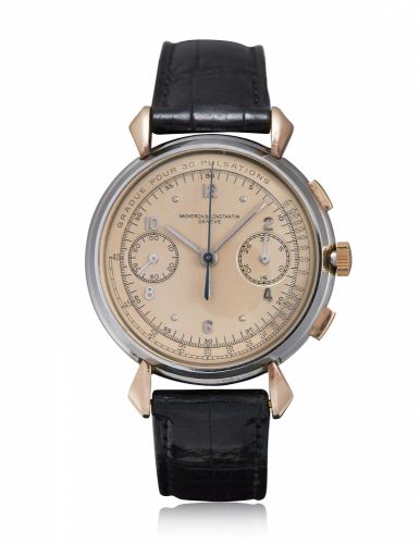 VACHERON CONSTANTIN, STEEL AND PINK GOLD PULSATION DIAL CHRONOGRAPH WRISTWATCH, REF. 4178