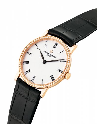 VACHERON CONSTANTIN. A FINE AND THIN 18K PINK GOLD AND DIAMOND-SET WRISTWATCH