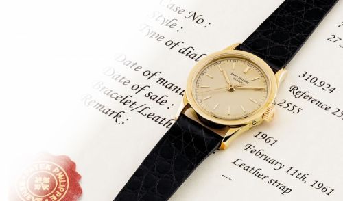 PATEK PHILIPPE. A FINE 18K GOLD WRISTWATCH WITH SWEEP CENTRE SECONDS