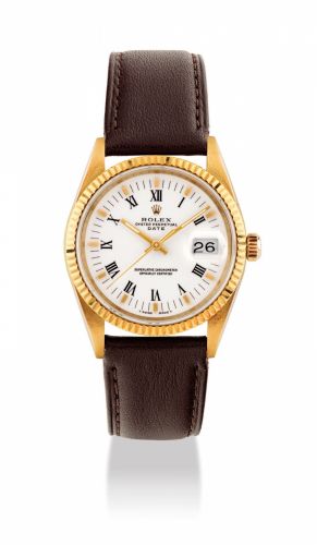 ROLEX. AN 18K GOLD AUTOMATIC WRISTWATCH WITH SWEEP CENTRE SECONDS AND DATE/bb