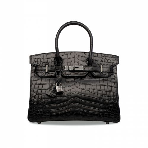 A RARE, MATTE BLACK NILOTICUS CROCODILE SO BLACK BIRKIN 30 WITH BLACK HARDWARE