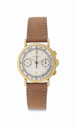 Patek Philippe. A Fine, Rare and Attractive 18k Gold Chronograph Wristwatch