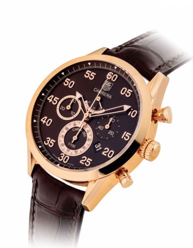 TAG HEUER. A FINE 18K PINK GOLD LIMITED EDITION AUTOMATIC CHRONOGRAPH WRISTWATCH WITH DATE, POWER RESERVE AND 1/100 SECONDS REGISTER
