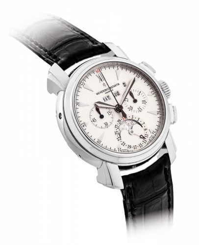 VACHERON CONSTANTIN. A VERY FINE PLATINUM PERPETUAL CALENDAR CHRONOGRAPH WRISTWATCH WITH MOON PHASES AND LEAP YEAR INDICATION