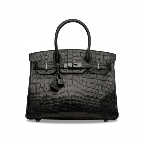 A RARE, MATTE BLACK NILOTICUS CROCODILE iSO BLACK /iBIRKIN 30 WITH BLACK HARDWARE