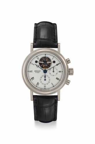 Breguet. A Fine 18k White Gold Chronograph Tourbillon Wristwatch