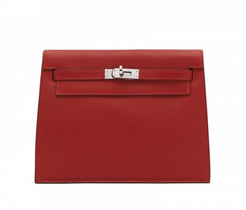 A VERMILLON SWIFT LEATHER KELLY DANSE WITH PALLADIUM HARDWARE