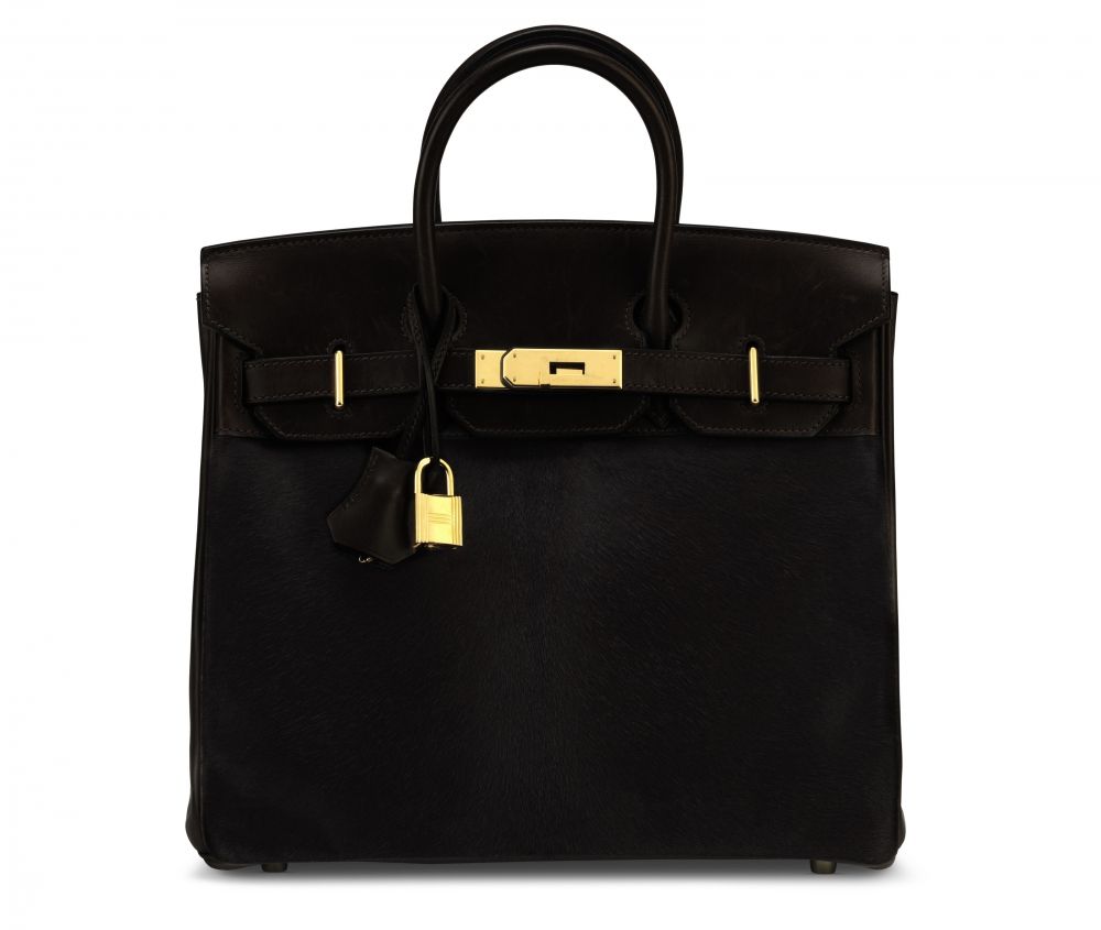 A LIMITED EDITION ÉBÈNE EVERCALF LEATHER PONYHAIR HAC TROIKA BIRKIN 28 WITH GOLD HARDWARE HERMÈS, 2007