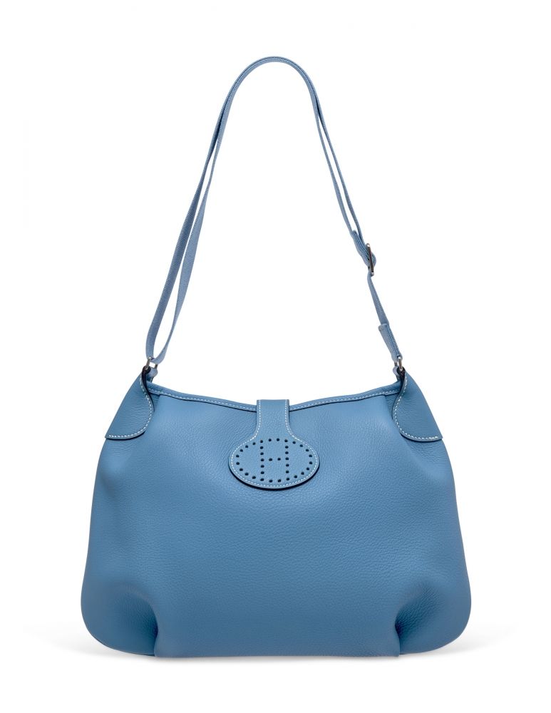 A BLEU JEAN FJORD LEATHER RODEO II 32 WITH PALLADIUM HARDWARE HERMÈS, 1999