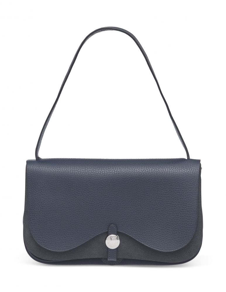 AN INDIGO VACHE LIÉGÉE TOILE COLORADO PM WITH PALLADIUM HARDWARE HERMÈS, 2005