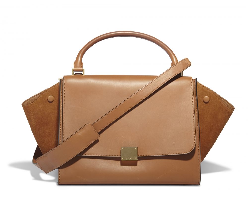 A TAN LEATHER SUEDE TRAPEZE BAG CÉLINE, 2010s