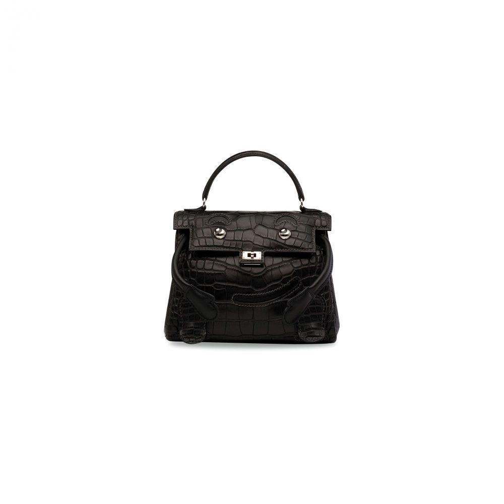 A RARE MATTE BLACK ALLIGATOR QUELLE IDOLE WITH PALLADIUM HARDWARE