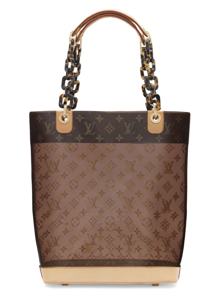 A CRUISE MONOGRAM VINYL AMBRE CABAS PM WITH GOLD HARDWARE