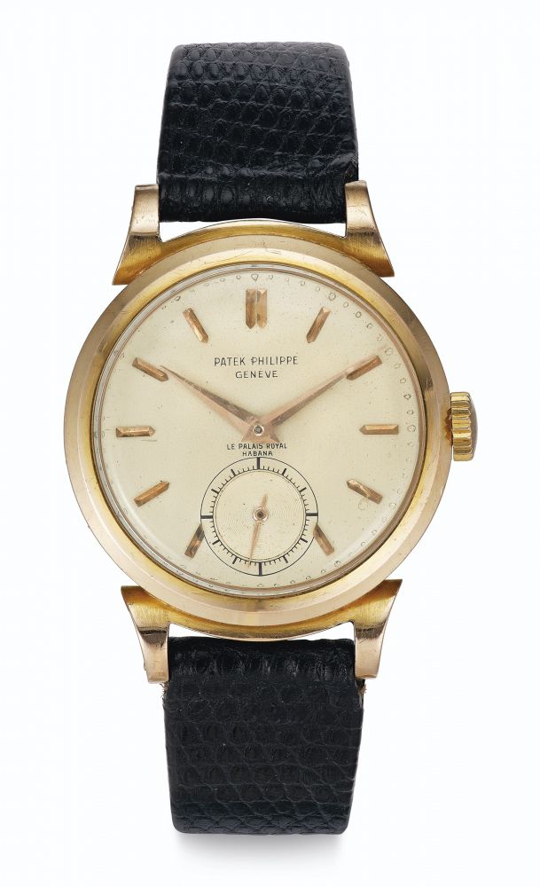 Patek Philippe. An 18k Pink Gold Wristwatch with Scrolled Lugs